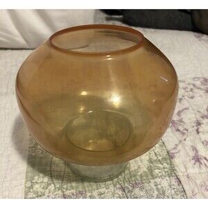 Place & Time Mushroom Vase Candle Holder, Amber/Clear Glass, 6 in